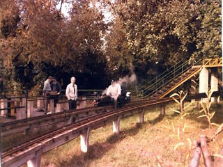 General view of the loco on the eleveted track.