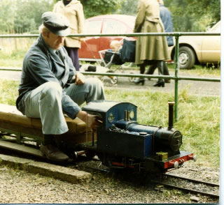 1987 0-4-0T Big Tich, driver unknown, possible a visitor to our railway.