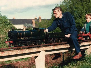 Jim Lawson driving the clubs 0-6-0 Southern C2 locomotive named 'Minx' circa 1999