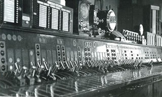 North Kent East signal box around 1960, with its Westinghouse Brake and Signal Co. Ltd miniature power lever frame